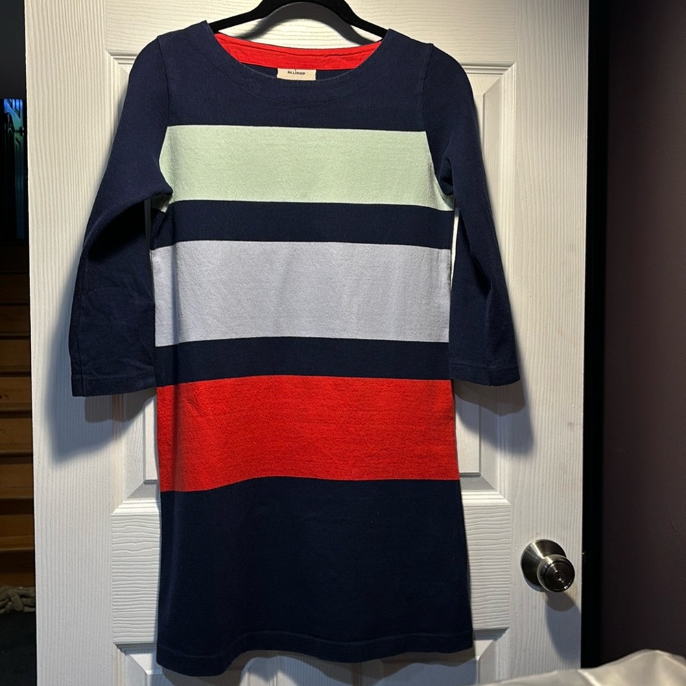Anthropologie Allihop Women’s color block knit navy blue shift dress